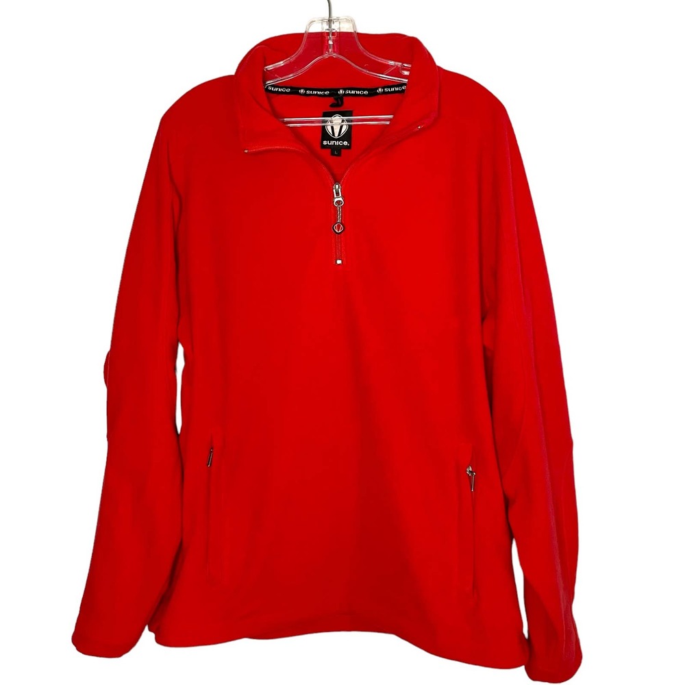 Sunice Fleece Pullover Quarter Zip Men’s Size L Red